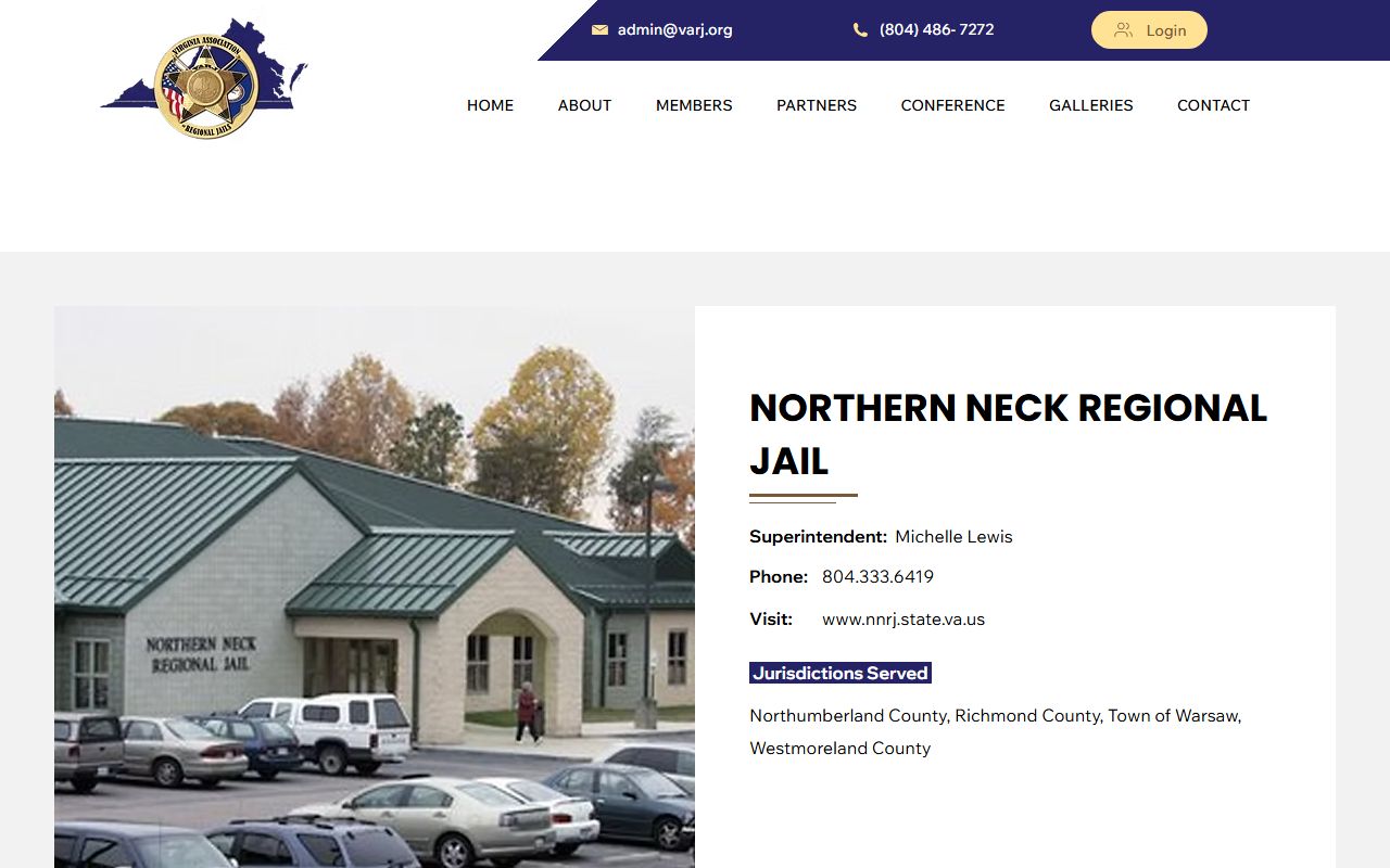 Northern Neck Regional Jail profile for Westmoreland County inmate records