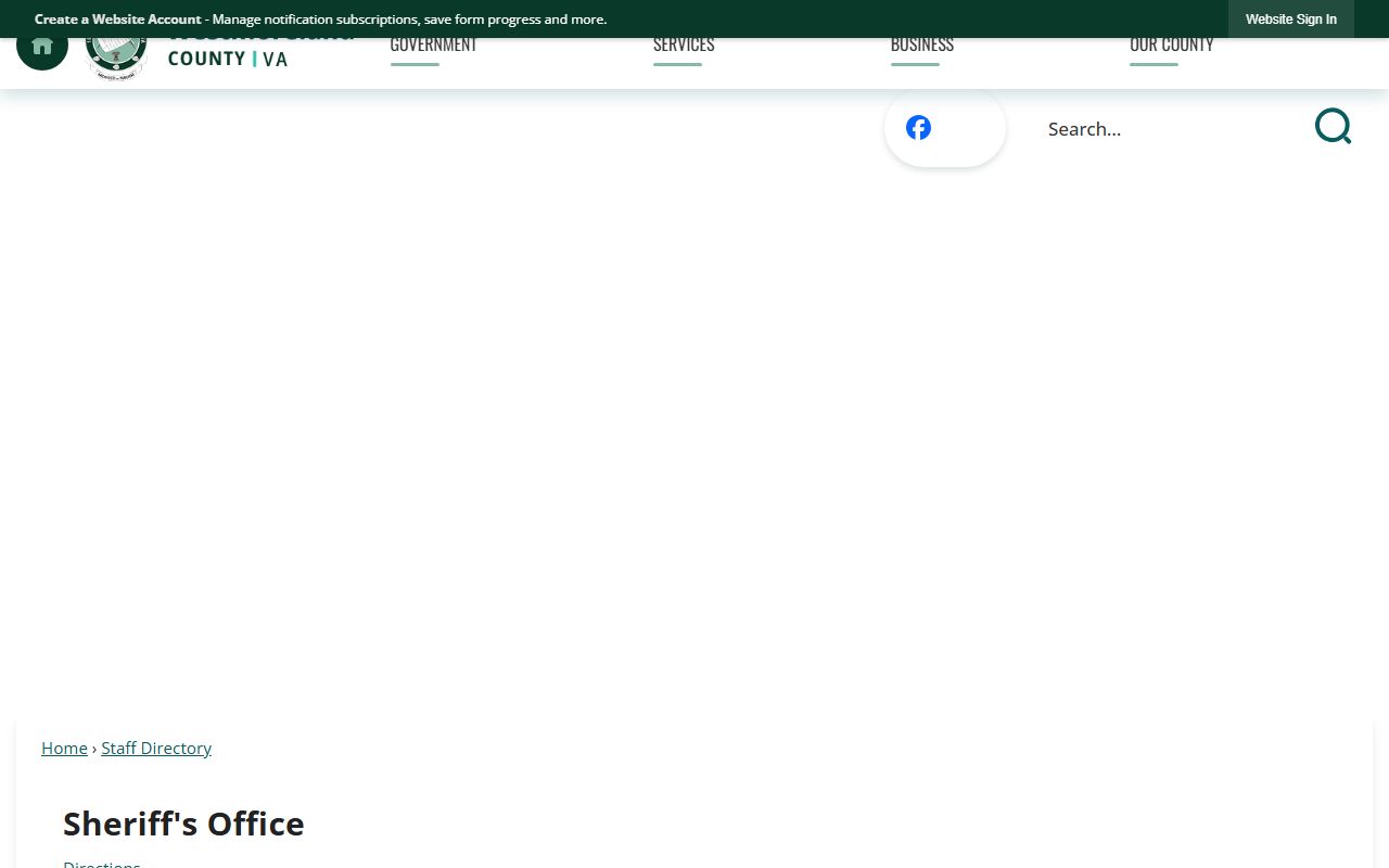 Westmoreland County Sheriff's Office directory for inmate population contact routing